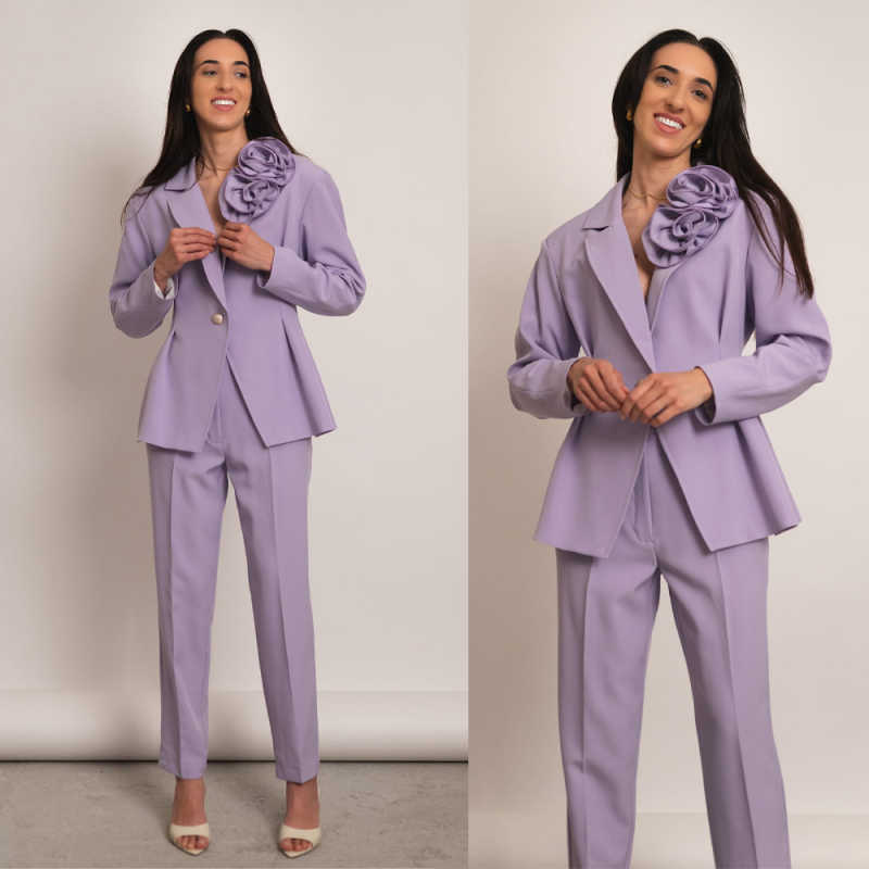 Women Formal Wear For Conference - Canlı Peplum Kadın Takım Elbise Seti