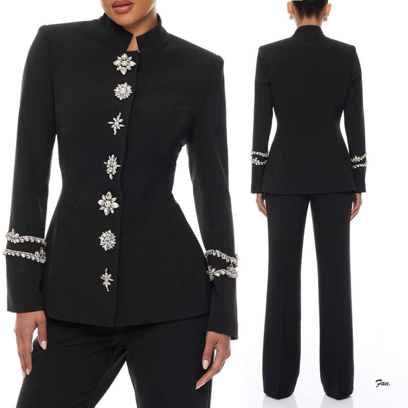 Women Formal Wear Designers - Tasarımcı Kristal Kadın Pantolon Takım Elbise