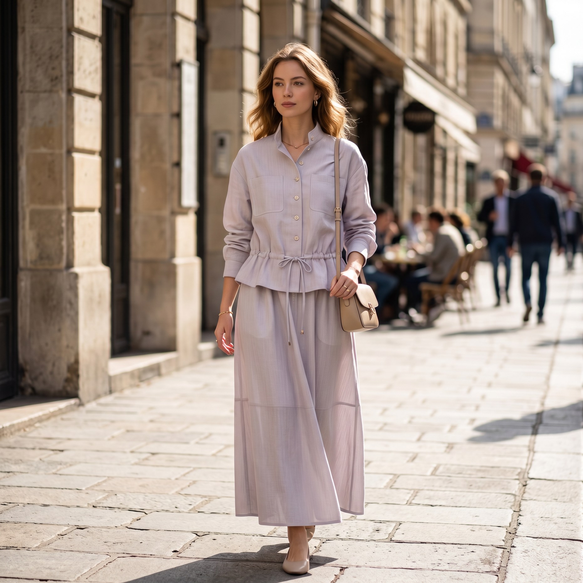 Pencil Skirt Midi - Moda Bayan Etek Düz Renk Yüksek