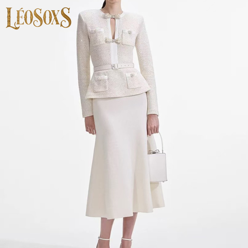 Pencil Skirt Midi - LEOSOXS Kadın Koordineli Takım: Uzun Kollu