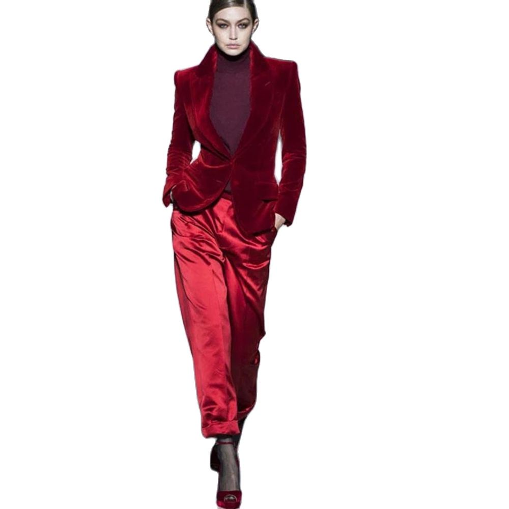 Women Formal Wear Business - Kadın pantolon takım elbise şarap kırmızı
