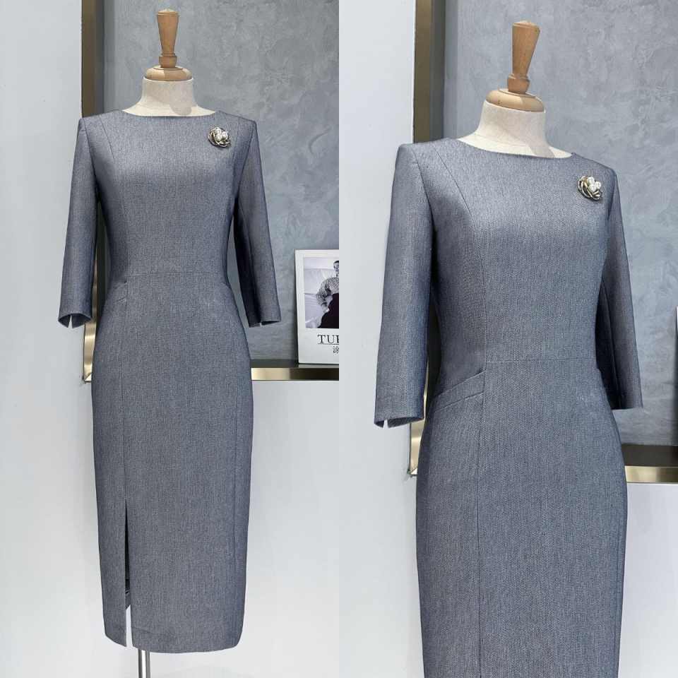 Women Formal Wear For Conference - Şık Gri Peplum Kadın Takım Elbise