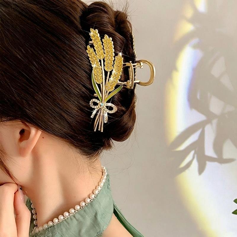 Women Formal Wear Designers - Parlak Yapay Elmaslı Alaşımlı Buğday Tasarımlı