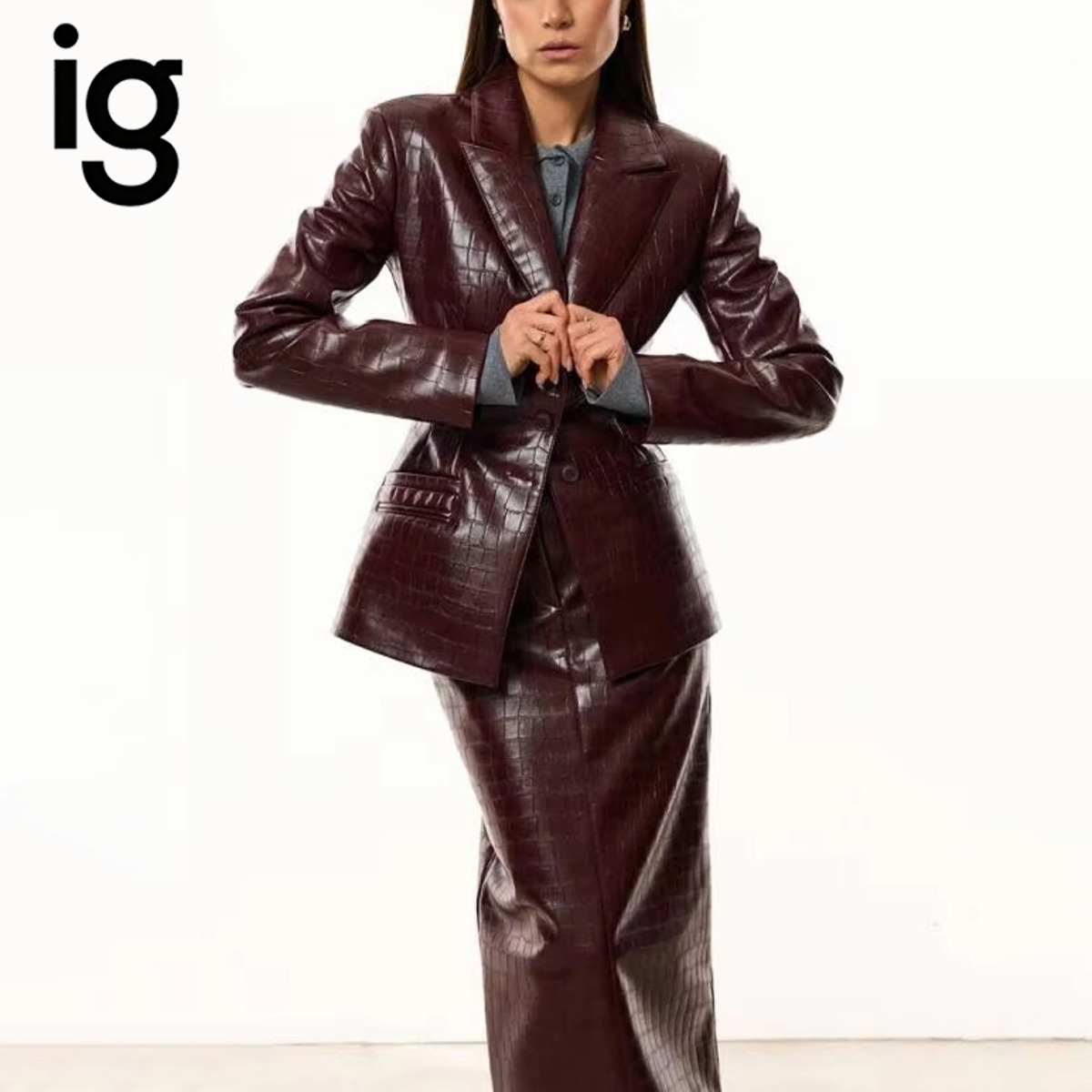 IG Kadın Bordo Timsah Görünüml - Pencil Skirt Midi incelemesi ve fiyatı