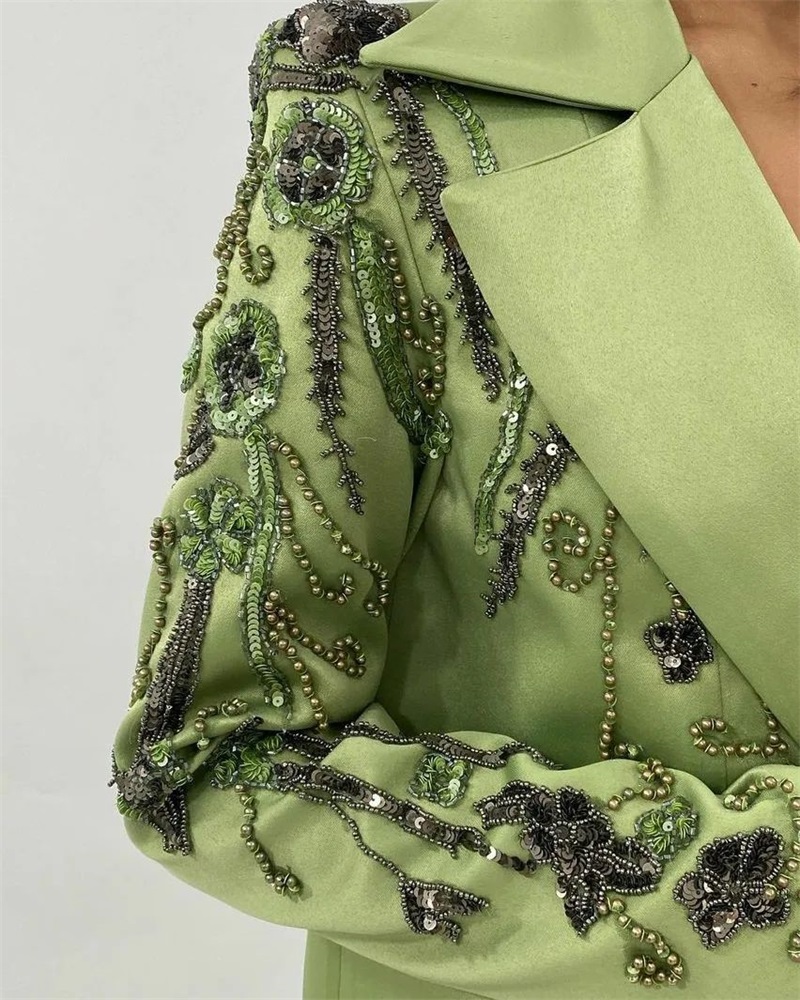 Tasarımcı Yeşil Saten Kadın Ta - Women Formal Wear Designers incelemesi ve fiyatı
