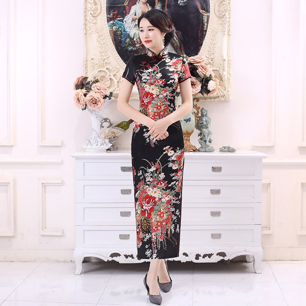 Klasik Saten Çin Elbisesi Uzun - Women'S Formal Wear Plus Size incelemesi ve fiyatı